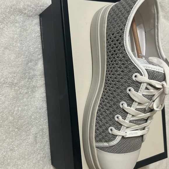J/Slides Shoes - J/Slides Natasha Platform Sneaker Light Grey Crochet Lace Up Low-Top 8 1/2 M NEW